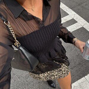 Vestique Emilee Black Sheer Sweater NWT